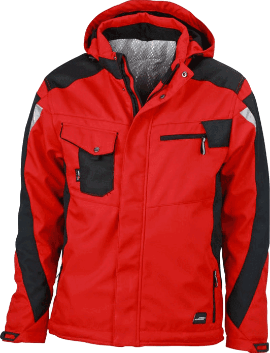 James & Nicholson JN824 podstavljena softshell jakna u crvenoj boji s crnim panelima