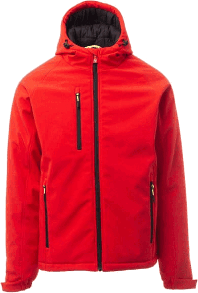 Payper Gale podstavljena softshell jakna u crvenoj boji, s kapuljačom i crnim patentnim zatvaračem