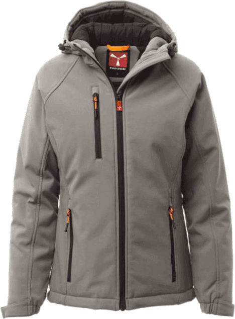 Payper Gale podstavljena softshell jakna u sivoj boji, ženski kroj (Gale Lady), s narančastim jezičcima patentnih zatvarača