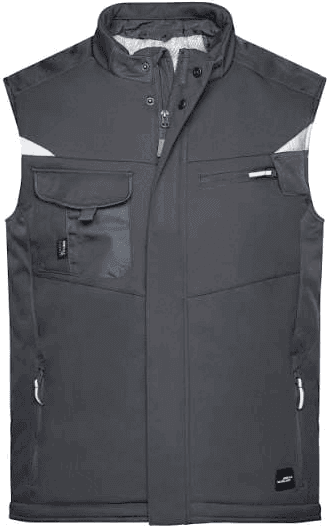 James & Nicholson JN825 softshell radni prsluk u grafitno sivoj boji s crnim panelima