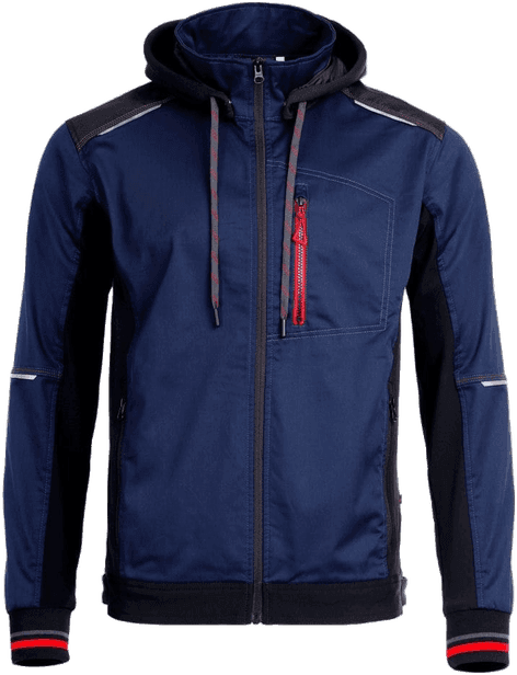 Revolt Stretch radna bluza s kapuljačom u modroj izvedbi s crvenim detaljima